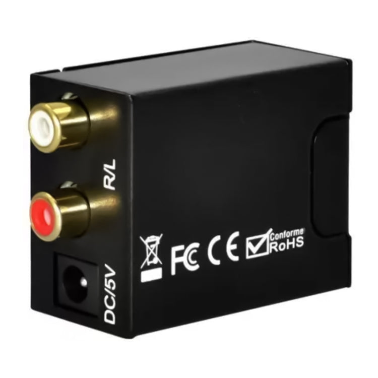 Digital Optical Coaxial Toslink ไปยัง Analog RCA Audio Converter (สีดำ), Spdif+Coaial to 2RCA
