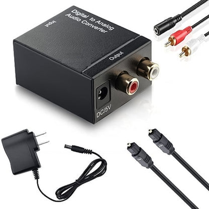 Digital Optical Coaxial Toslink ไปยัง Analog RCA Audio Converter (สีดำ), Spdif+Coaial to 2RCA