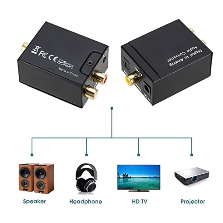 Digital Optical Coaxial Toslink ไปยัง Analog RCA Audio Converter (สีดำ), Spdif+Coaial to 2RCA
