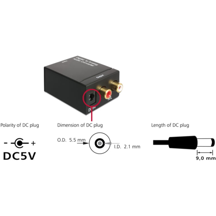 Digital Optical Coaxial Toslink ไปยัง Analog RCA Audio Converter (สีดำ), Spdif+Coaial to 2RCA