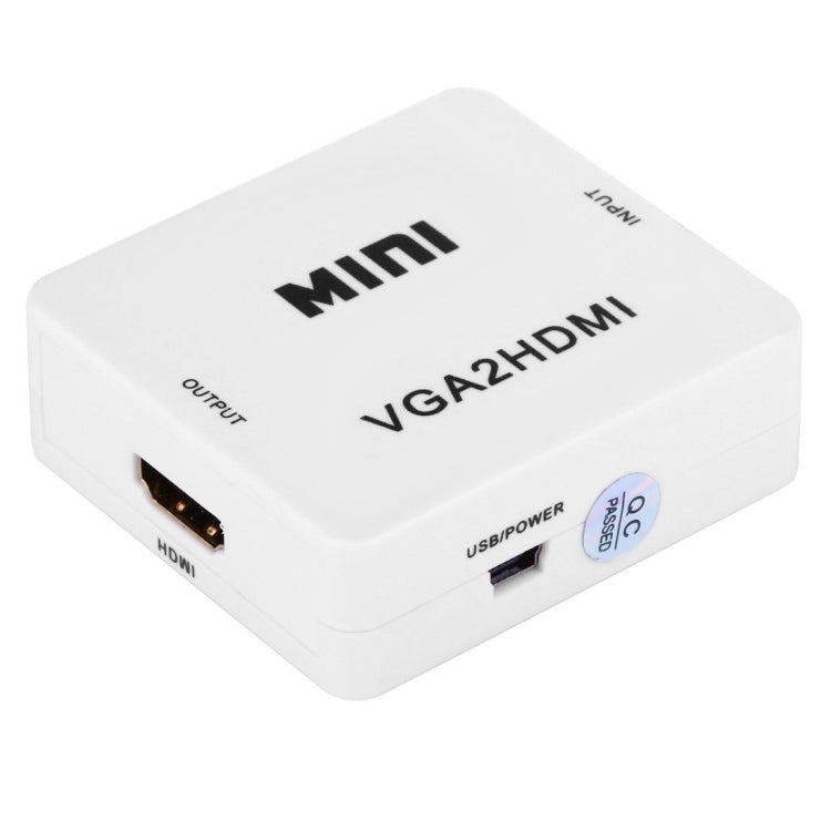 HD 1080 P HDMI Mini VGA to HDMI Scaler กล่อง Audio Video Digital Converter, HD 1080P (White)