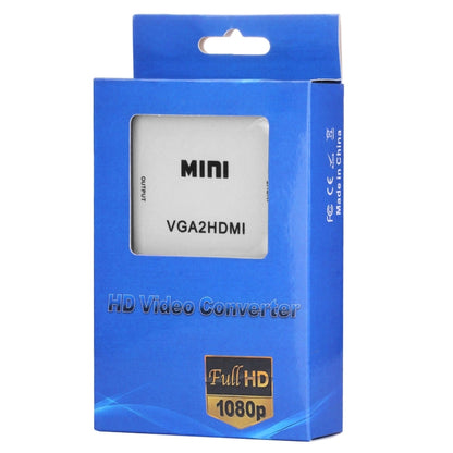 HD 1080 P HDMI Mini VGA to HDMI Scaler กล่อง Audio Video Digital Converter, HD 1080P (White)