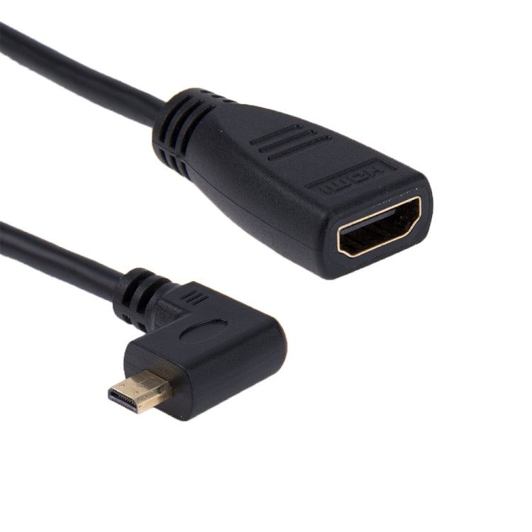 17 ซม. 90 องศา Micro HDMI ไปทางขวาชายกับอะแดปเตอร์สายเคเบิลหญิง HDMI, Right Angle, Length: 17cm