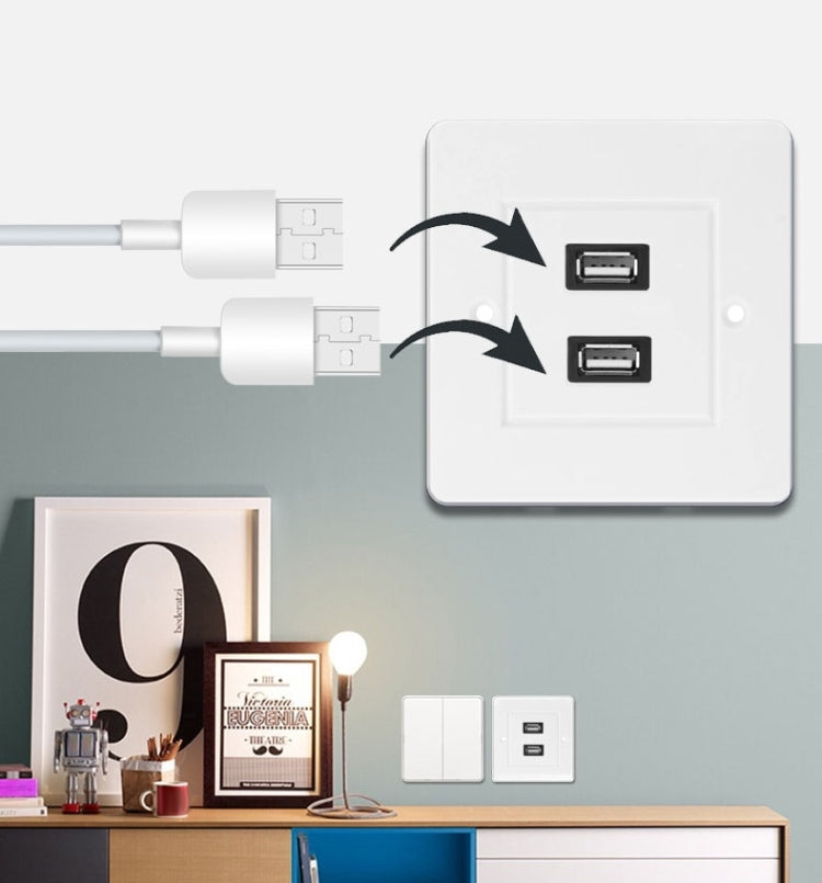 Dual USB 2.0 หญิงปลั๊ก Home Wall Charger แผ่นผนังแผ่นแผง, 2 Ports USB 2.0