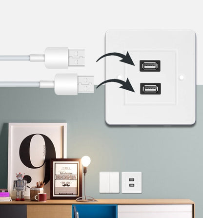 Dual USB 2.0 หญิงปลั๊ก Home Wall Charger แผ่นผนังแผ่นแผง, 2 Ports USB 2.0