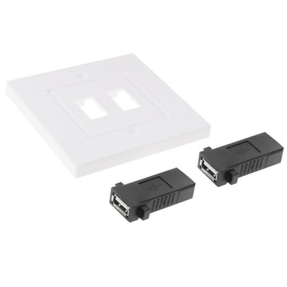 Dual USB 2.0 หญิงปลั๊ก Home Wall Charger แผ่นผนังแผ่นแผง, 2 Ports USB 2.0