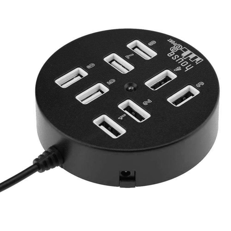 ความเร็วสูง 8 พอร์ต USB 2.0 ฮับแบบกลมแบบพกพาความยาว: 60 ซม. แบบกลม 8 พอร์ต USB 2.0 Hub อะแดปเตอร์ขยายตัวแยกหลายพอร์ตสำหรับแล็ปท็อปโน้ตบุ๊กพีซีรองรับ HDD มือถือ 1TB, Round Circular(Black)