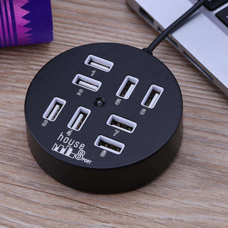 ความเร็วสูง 8 พอร์ต USB 2.0 ฮับแบบกลมแบบพกพาความยาว: 60 ซม. แบบกลม 8 พอร์ต USB 2.0 Hub อะแดปเตอร์ขยายตัวแยกหลายพอร์ตสำหรับแล็ปท็อปโน้ตบุ๊กพีซีรองรับ HDD มือถือ 1TB, Round Circular(Black)