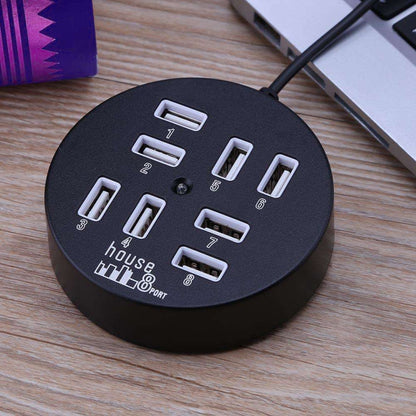 ความเร็วสูง 8 พอร์ต USB 2.0 ฮับแบบกลมแบบพกพาความยาว: 60 ซม. แบบกลม 8 พอร์ต USB 2.0 Hub อะแดปเตอร์ขยายตัวแยกหลายพอร์ตสำหรับแล็ปท็อปโน้ตบุ๊กพีซีรองรับ HDD มือถือ 1TB, Round Circular(Black)