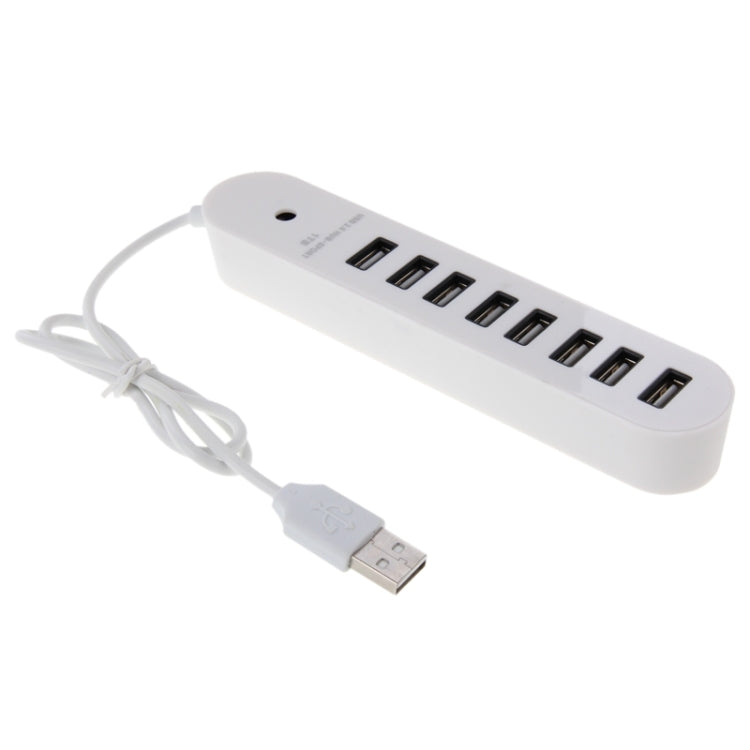 8 พอร์ต USB 2.0 Portable Oval Hub ความยาว: 50 ซม, 8 Ports (White)