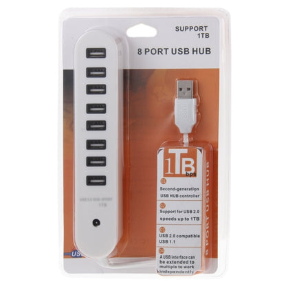 8 พอร์ต USB 2.0 Portable Oval Hub ความยาว: 50 ซม, 8 Ports (White)
