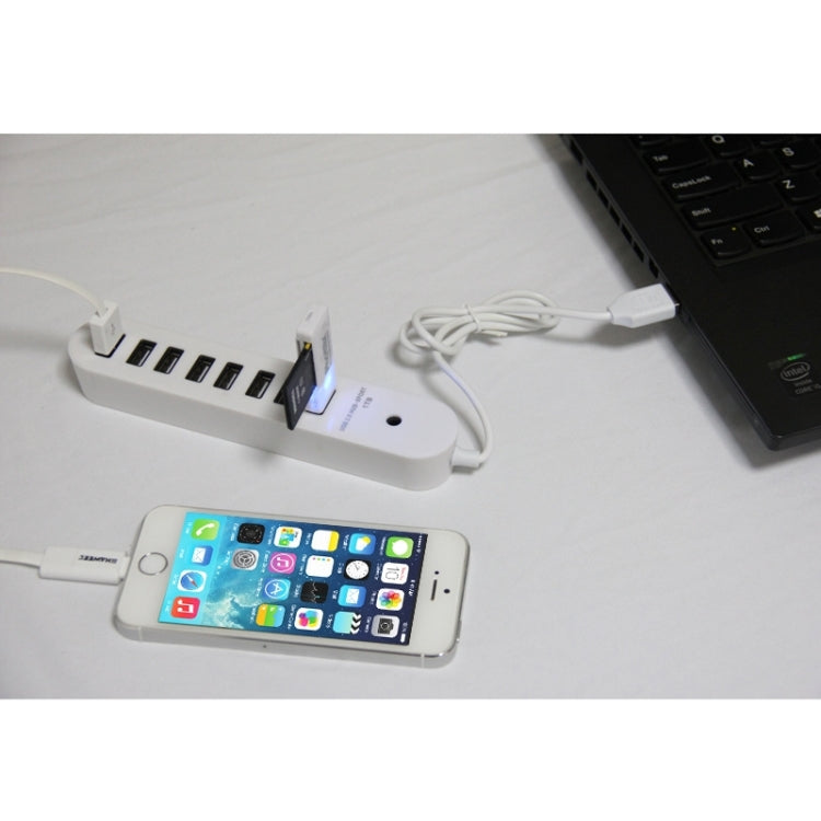 8 พอร์ต USB 2.0 Portable Oval Hub ความยาว: 50 ซม, 8 Ports (White)