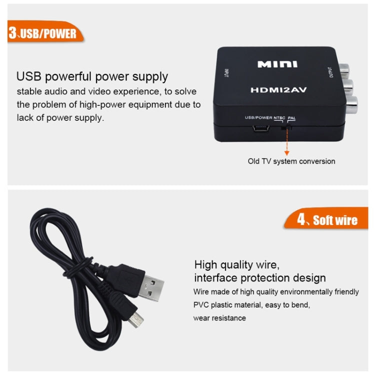 VK-126 อะแดปเตอร์แปลงวิดีโอ Mini HD HDMI เป็น AV/CVBS, HDMI to AV/CVBS
