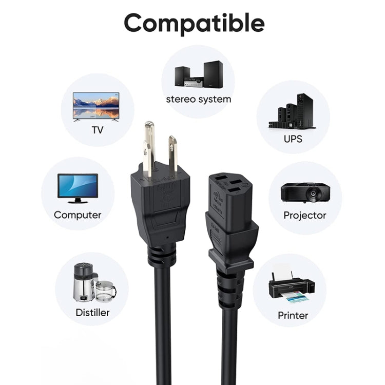 สายไฟ AC โน้ตบุ๊ก US คุณภาพสูง 3 ง่าม ความยาว: 1.8 ม, US Plug, 1.8m