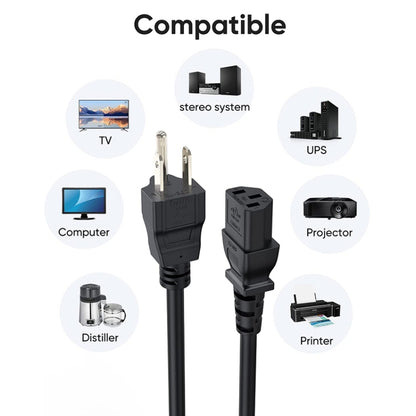 สายไฟ AC โน้ตบุ๊ก US คุณภาพสูง 3 ง่าม ความยาว: 1.8 ม, US Plug, 1.8m