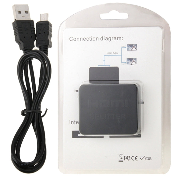 มินิ Full HD 4K 1x2 HDMI 3D V1.4b แยกสำหรับ HDTV / STB / DVD / โปรเจคเตอร์ / DVR, HDMI V1.4b