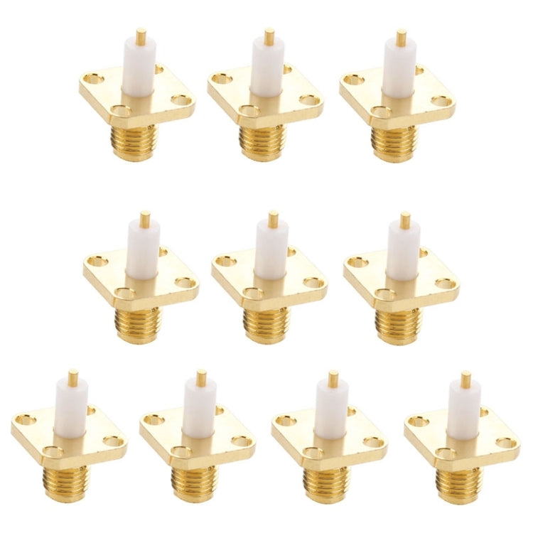10 ชิ้นชุบทอง SMA หญิง 4 หลุมแผงแชสซี Mount ขยาย Dielectric Solder Connector อะแดปเตอร์, SMA Female 4 Holes