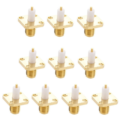 10 ชิ้นชุบทอง SMA หญิง 4 หลุมแผงแชสซี Mount ขยาย Dielectric Solder Connector อะแดปเตอร์, SMA Female 4 Holes