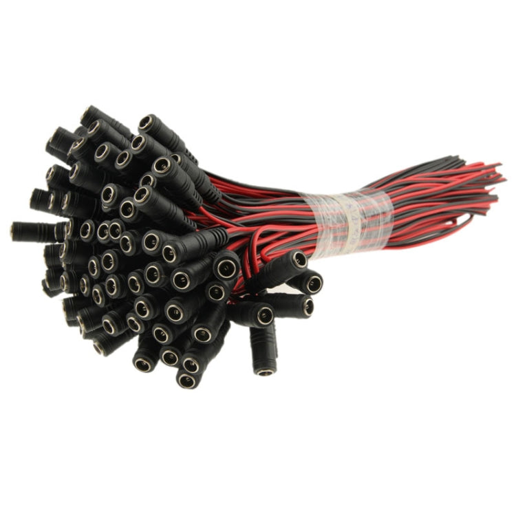 100 ชิ้น 5.5 x 2.1 มม. DC Power หญิงอะแดปเตอร์เชื่อมต่อบาร์เรลสำหรับไฟ LED ควบคุมความยาว: 30 ซม.