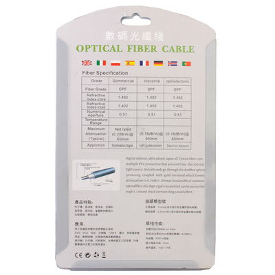 สาย Toslink ไฟเบอร์ออปติกเสียงดิจิตอล, OD: 4.0 มม. (ชุบทอง), 1.5m