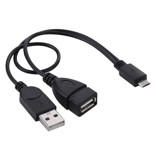 Micro USB เข้ากับ USB 2.0 ชายและ USB 2.0 หญิงโฮสต์ OTG Converter Adapter Cable, ความยาว: ประมาณ 30 ซม., Micro USB to USB 2.0 AM+AF