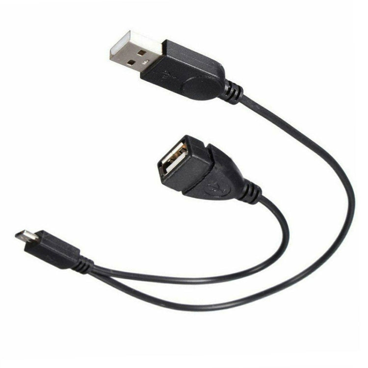 Micro USB เข้ากับ USB 2.0 ชายและ USB 2.0 หญิงโฮสต์ OTG Converter Adapter Cable, ความยาว: ประมาณ 30 ซม., Micro USB to USB 2.0 AM+AF