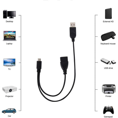 Micro USB เข้ากับ USB 2.0 ชายและ USB 2.0 หญิงโฮสต์ OTG Converter Adapter Cable, ความยาว: ประมาณ 30 ซม., Micro USB to USB 2.0 AM+AF