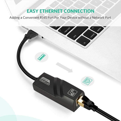 อะแดปเตอร์อีเทอร์เน็ต USB 3.0 10/100/1000Mbps สำหรับแล็ปท็อป Plug and Play, USB 3.0 1000 Mbps