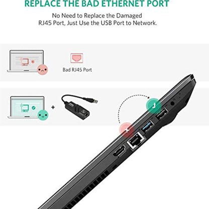 อะแดปเตอร์อีเทอร์เน็ต USB 3.0 10/100/1000Mbps สำหรับแล็ปท็อป Plug and Play, USB 3.0 1000 Mbps