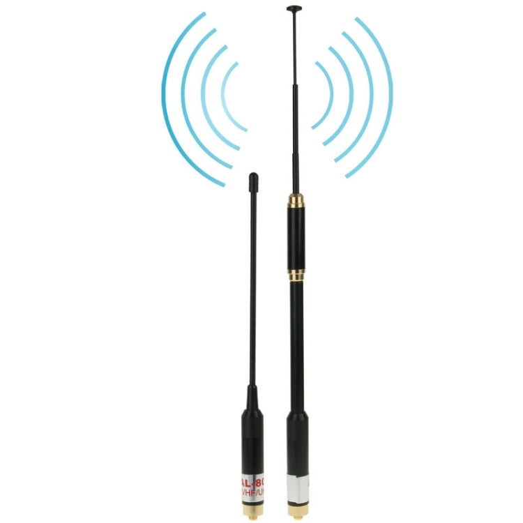 AL-800 Dual Band 144/430MHz High Gain SMA-F Telescopic Handheld Radio เสาอากาศคู่สำหรับเครื่องส่งรับวิทยุ, ความยาวเสาอากาศ: 22 ซม. / 86 ซม.