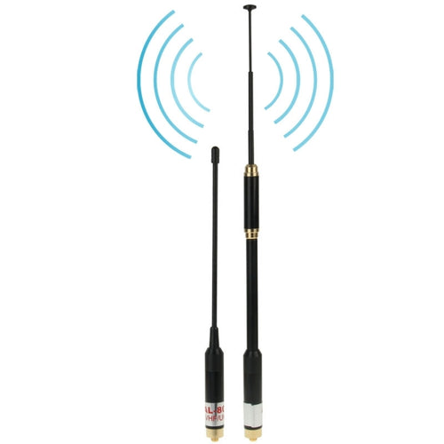 AL-800 Dual Band 144/430MHz High Gain SMA-F Telescopic Handheld Radio เสาอากาศคู่สำหรับเครื่องส่งรับวิทยุ, ความยาวเสาอากาศ: 22 ซม. / 86 ซม.
