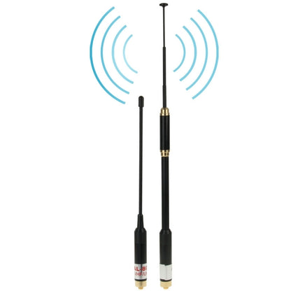 AL-800 Dual Band 144/430MHz High Gain SMA-F Telescopic Handheld Radio เสาอากาศคู่สำหรับเครื่องส่งรับวิทยุ, ความยาวเสาอากาศ: 22 ซม. / 86 ซม.