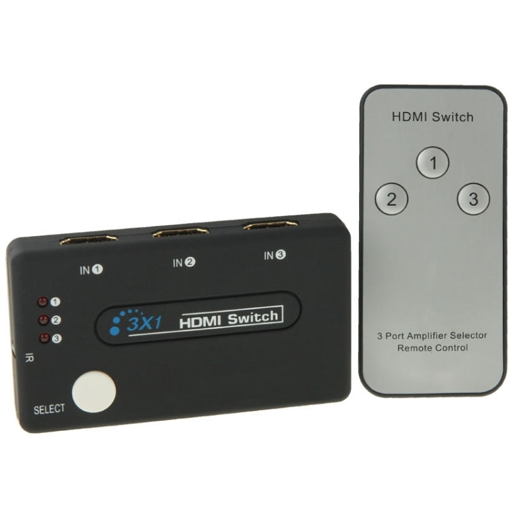 มินิ 3x1 HD 1080P ตัวเลือก HDMI V1.3 พร้อมรีโมทคอนโทรลสำหรับ HDTV / STB / DVD / โปรเจคเตอร์ / DVR, 1x3 HDMI V1.3