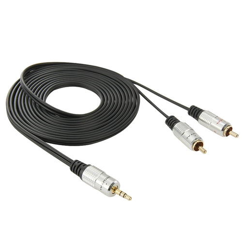 แจ็คสเตอริโอ 3.5 มม. ถึงสายสัญญาณเสียงชาย RCA 2 เส้น ความยาว: 3 ม, 2 RCA, Length: 3m