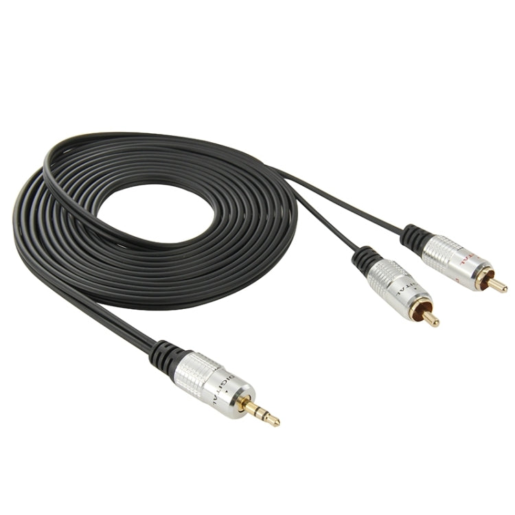 แจ็คสเตอริโอ 3.5 มม. ถึงสายสัญญาณเสียงชาย RCA 2 เส้น ความยาว: 3 ม, 2 RCA, Length: 3m