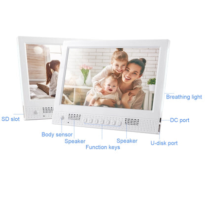 จอแสดงผล LED 10.1 นิ้ว เครื่องเล่นเพลงและภาพยนตร์มัลติมีเดีย กรอบรูปดิจิตอลพร้อมรีโมทคอนโทรล โปรแกรม Allwinner E200s รองรับดิสก์ USB / การ์ด SD เซ็นเซอร์ร่างกาย ลำโพงสเตอริโอในตัว, 10.1 inch, 10.4 inch