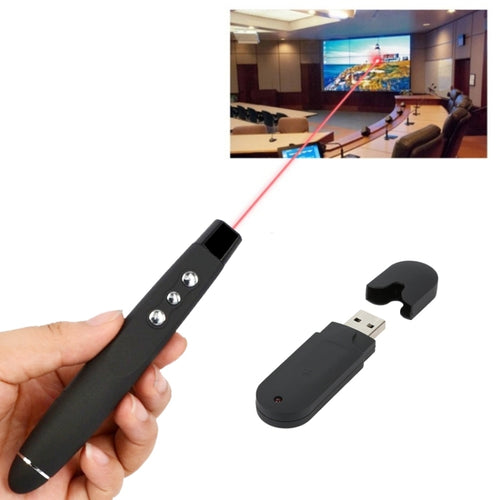 PP-1000 การนำเสนอมัลติมีเดีย PowerPoint Clicker ระยะไกล 2.4GHz RF Laser Pointer พร้อมตัวรับสัญญาณ USB