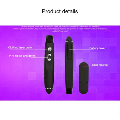 PP-1000 การนำเสนอมัลติมีเดีย PowerPoint Clicker ระยะไกล 2.4GHz RF Laser Pointer พร้อมตัวรับสัญญาณ USB