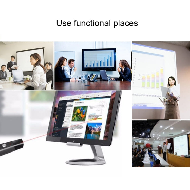 PP-1000 การนำเสนอมัลติมีเดีย PowerPoint Clicker ระยะไกล 2.4GHz RF Laser Pointer พร้อมตัวรับสัญญาณ USB