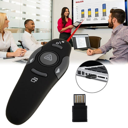 พรีเซนเตอร์มัลติมีเดียพร้อมตัวชี้เลเซอร์และตัวรับสัญญาณ USB สำหรับโปรเจคเตอร์ / PC / แล็ปท็อป ระยะควบคุม: 15 ม, 016