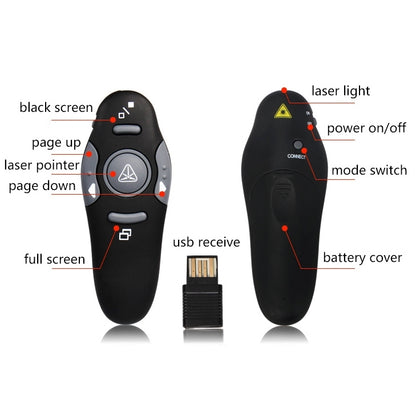 พรีเซนเตอร์มัลติมีเดียพร้อมตัวชี้เลเซอร์และตัวรับสัญญาณ USB สำหรับโปรเจคเตอร์ / PC / แล็ปท็อป ระยะควบคุม: 15 ม, 016