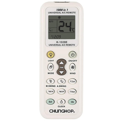 Chunghop K-1028E รีโมทคอนโทรล A/C สากล 1000 ใน 1 พร้อมไฟฉาย, K-1028E with Flashlight