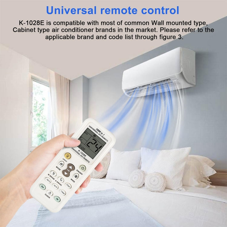 Chunghop K-1028E รีโมทคอนโทรล A/C สากล 1000 ใน 1 พร้อมไฟฉาย, K-1028E with Flashlight