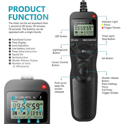 Aputure AP-TR3N LCD Timer รีโมทคอนโทรลสำหรับ Nikon D5100,D3100,D7000,D5000,D90, AP-TR3N
