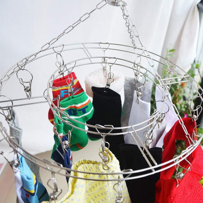 ไม้แขวนเสื้อสแตนเลสทรงกลมพร้อมตัวหนีบ 20 ตัว, 20 Clips Hanger