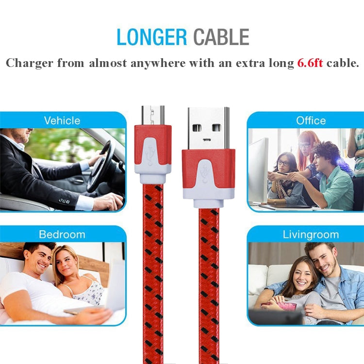 สายถัก Micro USB เป็น USB ข้อมูล / สายชาร์จยาว 2 ม
