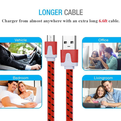 สายถัก Micro USB เป็น USB ข้อมูล / สายชาร์จยาว 2 ม