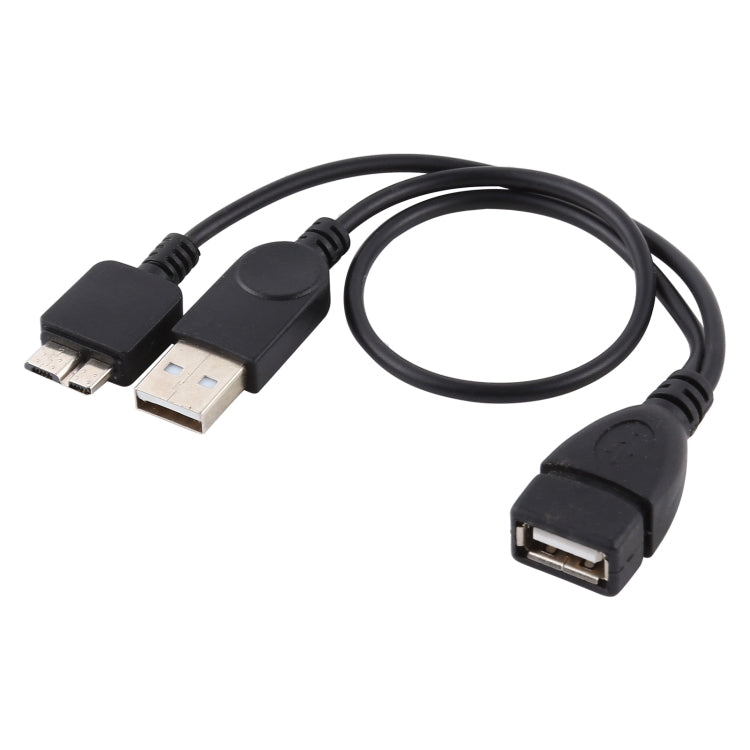 สาย USB 2.0 AF ถึง Micro-B + USB 2.0 OTG สำหรับ Samsung Galaxy Note III / N9000 พร้อม Power ความยาว: 24 ซม. (สีดำ)