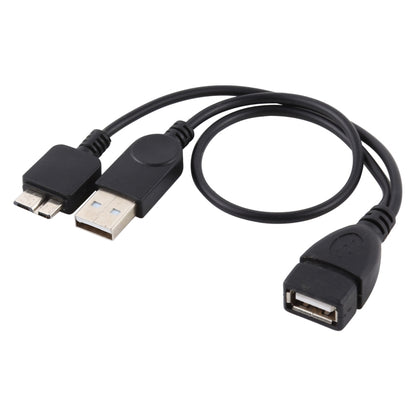 สาย USB 2.0 AF ถึง Micro-B + USB 2.0 OTG สำหรับ Samsung Galaxy Note III / N9000 พร้อม Power ความยาว: 24 ซม. (สีดำ)