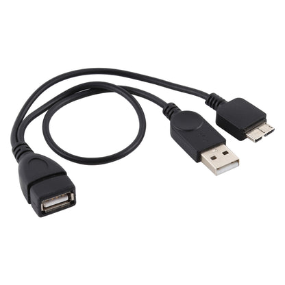 สาย USB 2.0 AF ถึง Micro-B + USB 2.0 OTG สำหรับ Samsung Galaxy Note III / N9000 พร้อม Power ความยาว: 24 ซม. (สีดำ)